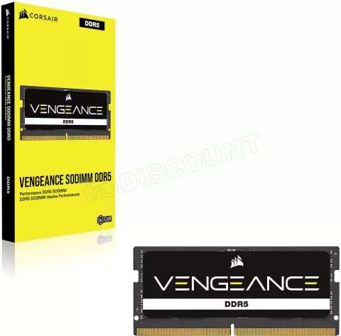 Photo de Barrette mémoire SODIMM DDR5 16Go Corsair Vengeance  4800MHz (Noir)