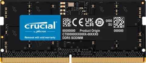 Photo de Barrette mémoire SODIMM DDR5 16Go Crucial 5600Mhz CL44 Version OEM (Tray)