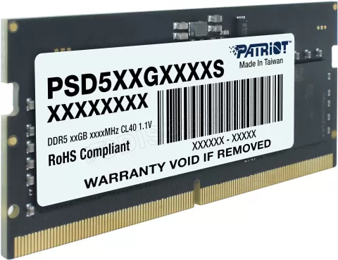 Photo de Barrette mémoire SODIMM DDR5 16Go Patriot Signature Line  5600MHz (Noir)