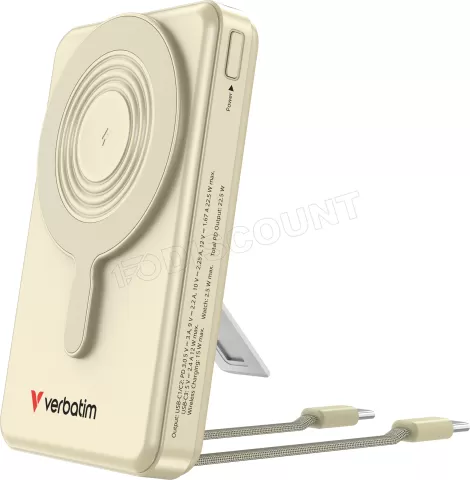 Photo de Batterie externe magnétique Verbatim Charge'n'Go + 2x USB-C - 10000mAh (Or)