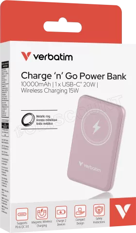 Photo de Batterie externe sans fil magnétique Verbatim Charge'N'Go - 10000 mAh (Rose)