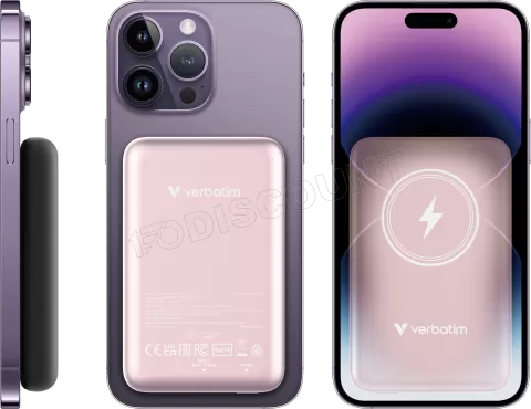 Photo de Batterie externe sans fil magnétique Verbatim Charge'N'Go - 10000 mAh (Rose)