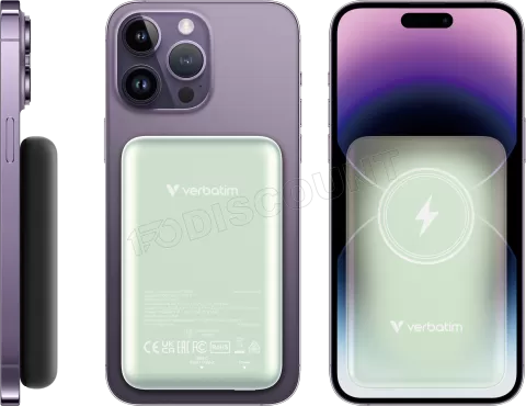 Photo de Batterie externe sans fil magnétique Verbatim Charge'N'Go - 10000 mAh (Vert)