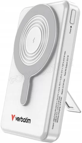 Photo de Batterie externe sans fil magnétique Verbatim Charge'n'Go 2C - 10000mAh (Argent)