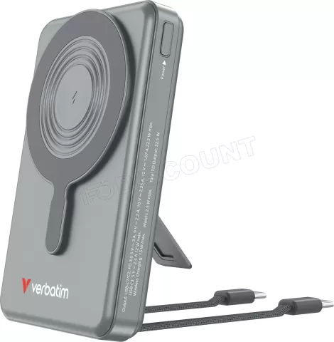Photo de Batterie externe sans fil magnétique Verbatim Charge'n'Go 2C - 10000mAh (Gris)