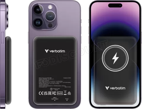 Photo de Batterie externe sans fil magnétique Verbatim Charge'n'Go - 5000mAh (Noir)