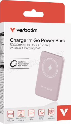 Photo de Batterie externe sans fil magnétique Verbatim Charge'n'Go - 5000mAh (Rose)