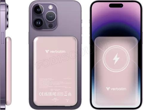 Photo de Batterie externe sans fil magnétique Verbatim Charge'n'Go - 5000mAh (Rose)