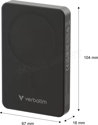Photo de Batterie externe sans fil magnétique Verbatim Charge'n'Go Essentials - 10000mAh (Noir)