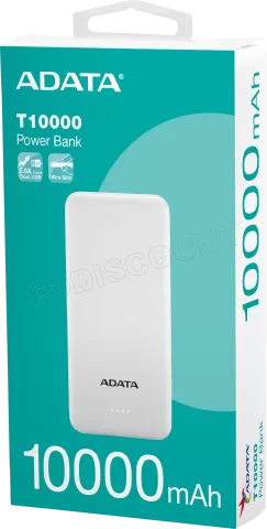 Photo de Batterie externe USB Adata T10000 - 10000mAh (Blanc)