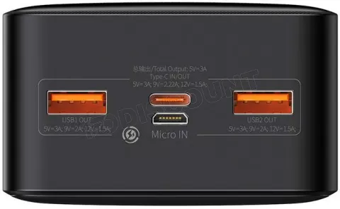 Photo de Batterie externe USB Baseus Bipow - 30000mAh 20W (Noir)