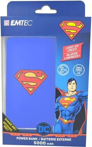 Photo de Batterie externe USB Emtec Essentials SuperMan - 5000mAh (Bleu)