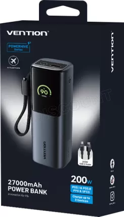 Photo de Batterie externe Vention FKGH0 + 1x USB-C 27000mAh (Gris)