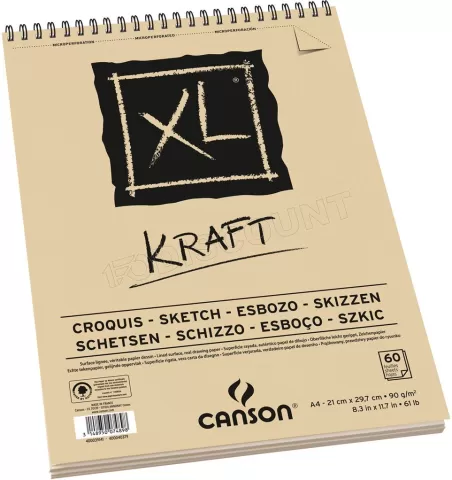 Photo de Bloc de 60 feuilles de papier Canson XL Kraft A4 90g (Marron)