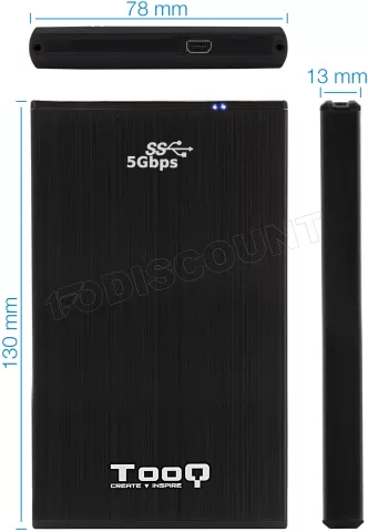 Photo de Boitier externe USB 3.1 TooQ TQE-2522 - S-ATA 2,5" (Noir)