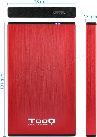 Photo de Boitier externe USB 3.1 TooQ TQE-2527 - S-ATA 2,5" (Rouge)