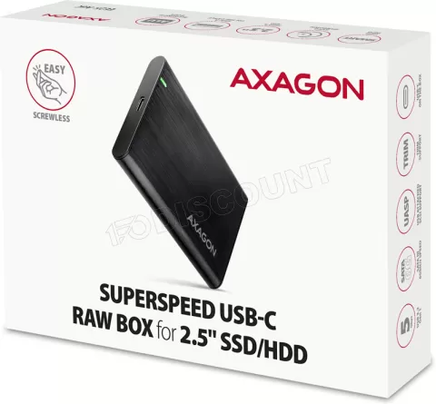 Photo de Boitier externe USB 3.2 Axagon EE25-A6C - S-ATA 2,5" (Noir)