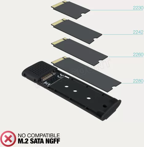 Photo de Boitier externe USB-C 3.1 Tooq Code - NVMe M.2 Type 2280 (Noir)