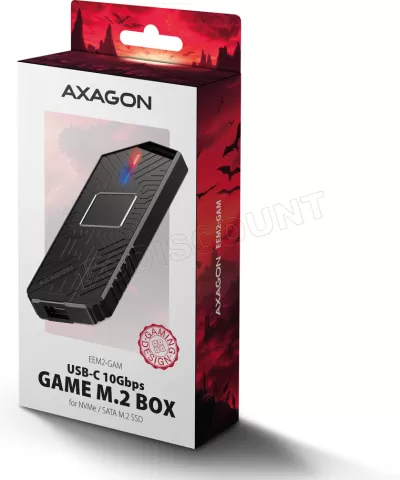 Photo de Boitier externe USB-C 3.2 Axagon EEM2-GAM - S-ATA/NVMe M.2 Type 2280 (Noir)
