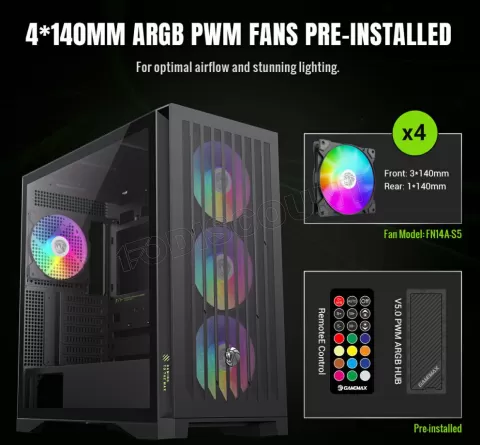 Photo de Boitier Grand Tour E-ATX Gamemax Leader 2 RGB avec panneau vitré (Noir)