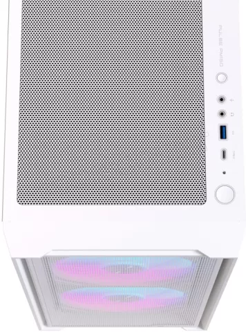Photo de Boitier Micro ATX Einarex PM150 RGB avec panneau vitré (Blanc)