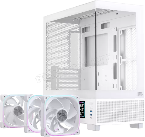 Photo de Boitier Micro ATX Einarex SM501D RGB avec panneaux vitrés (Blanc)
