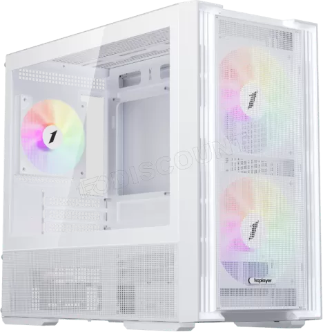 Photo de Boitier Mini Tour Micro ATX 1stPlayer AU6 ARGB avec panneaux vitrés (Blanc)