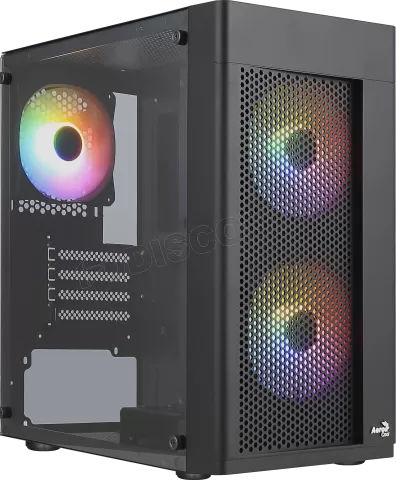 Photo de Boitier Mini Tour Micro ATX AeroCool Hexform RGB avec panneaux vitrés (Noir)