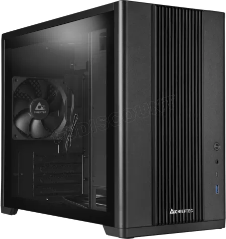 Photo de Boitier Mini Tour Micro ATX Chieftec Uni BX-10B-OP avec panneau vitré (Noir)