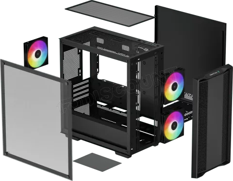 Photo de Boitier Mini Tour Micro ATX DeepCool CC360 RGB avec panneau vitré (Noir)