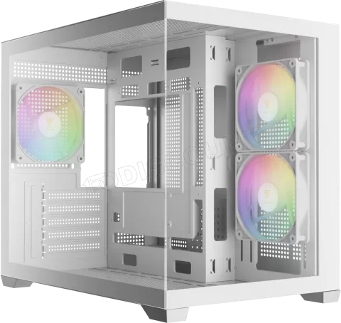 Photo de Boitier Mini Tour Micro ATX Gamdias Aura GC10M V2 RGB avec panneaux vitrés (Blanc)