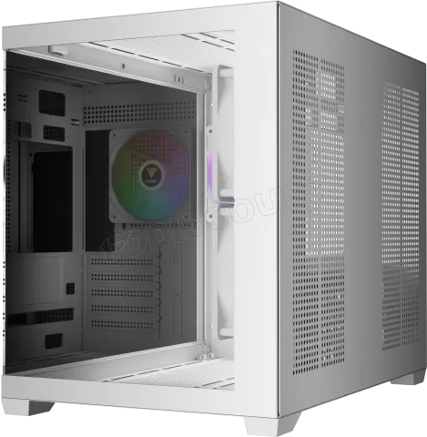 Photo de Boitier Mini Tour Micro ATX Gamdias Aura GC10M V2 RGB avec panneaux vitrés (Blanc)