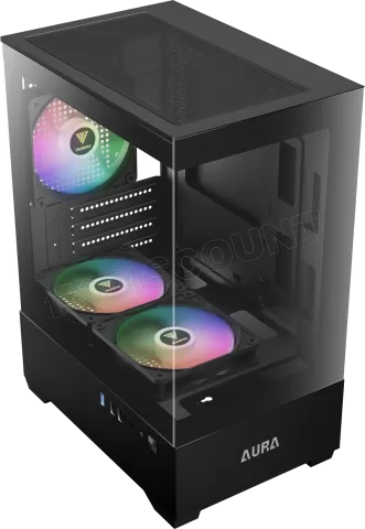 Photo de Boitier Mini Tour Micro ATX Gamdias Aura GC9M RGB avec panneaux vitrés (Noir)