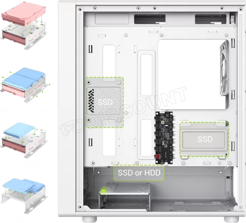 Photo de Boitier Mini Tour Micro ATX Gamemax Aeris 330 Mesh RGB avec panneau vitré (Blanc)