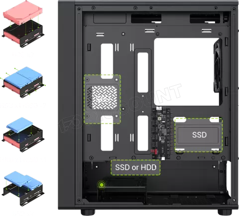 Photo de Boitier Mini Tour Micro ATX Gamemax Aeris 330 RGB avec panneau vitré (Noir)