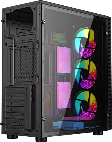 Photo de Boitier Mini Tour Micro ATX Gembird Fornac 200 RGB avec panneaux vitrés (Noir)