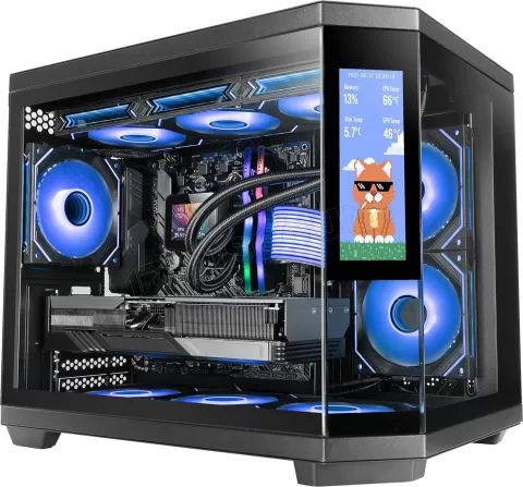 Photo de Boitier Mini Tour Micro ATX Mars Gaming MC-3T Core LCD M avec panneaux vitrés (Noir)