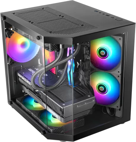 Photo de Boitier Mini Tour Micro ATX Mars Gaming MC-3T Lite RGB avec panneaux vitrés (Noir)