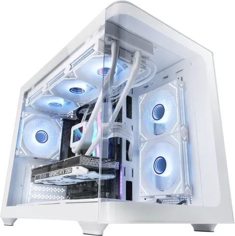 Photo de Boitier Mini Tour Micro ATX Mars Gaming MC-Fusion M avec panneaux vitrés (Blanc)