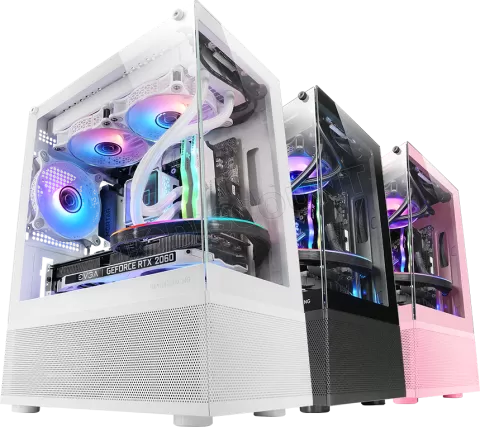 Photo de Boitier Mini Tour Micro ATX Mars Gaming MC-SE avec panneaux vitrés (Blanc)