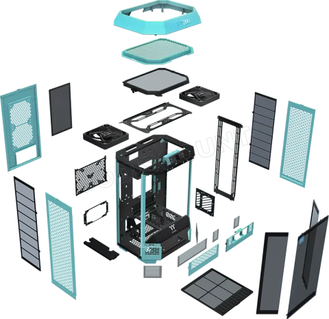 Photo de Boitier Mini Tour Micro ATX Thermaltake The Tower 300 avec panneaux vitrés (Bleu/Noir)