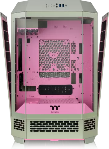Photo de Boitier Mini Tour Micro ATX Thermaltake The Tower 300 avec panneaux vitrés (Vert/Rose)