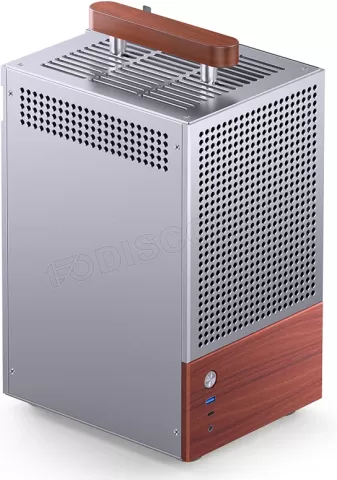 Photo de Boitier Mini Tour Mini ITX Jonsbo T6 avec panneau vitré (Argent/Bois)