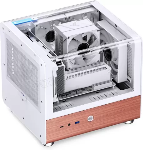 Photo de Boitier Mini Tour Mini ITX Jonsbo TK-0 avec panneaux vitrés (Blanc/Bois)