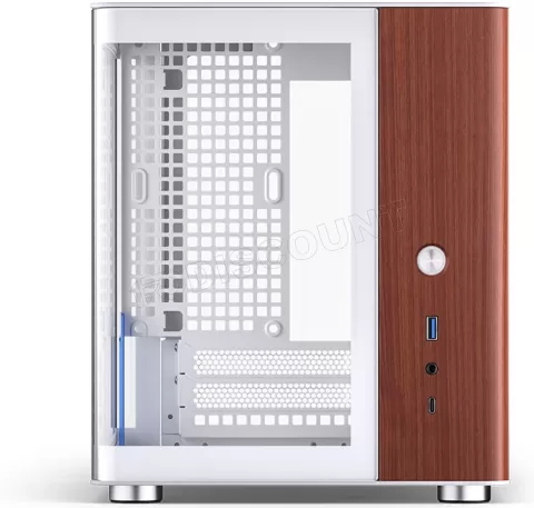 Photo de Boitier Mini Tour Mini ITX Jonsbo TK-0 avec panneaux vitrés (Blanc/Bois)