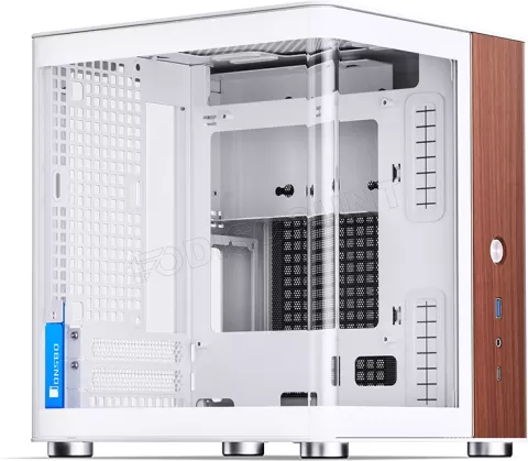 Photo de Boitier Mini Tour Mini ITX Jonsbo TK-0 avec panneaux vitrés (Blanc/Marron)