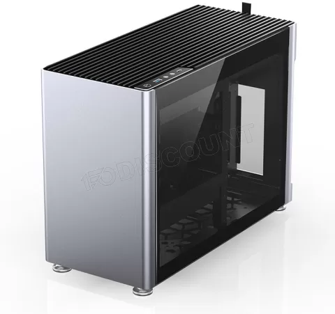 Photo de Boitier Mini Tour Mini ITX Jonsplus i100 Pro avec panneaux vitrés (Argent)