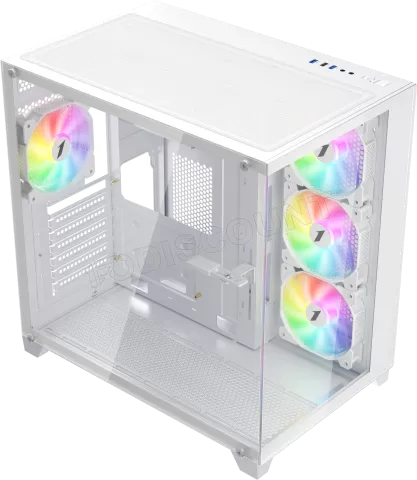 Photo de Boitier Moyen Tour ATX 1stPlayer MV8-TP RGB avec panneaux vitrés (Blanc)