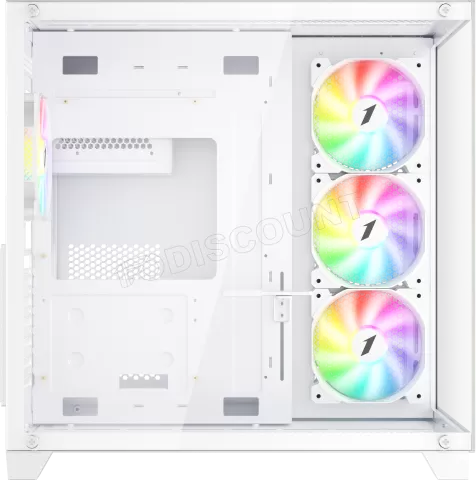 Photo de Boitier Moyen Tour ATX 1stPlayer MV8-TP RGB avec panneaux vitrés (Blanc)
