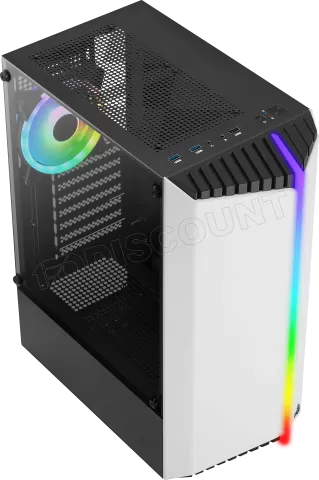 Photo de Boitier Moyen Tour ATX AeroCool Bionic V2 RGB avec panneau vitré (Blanc)